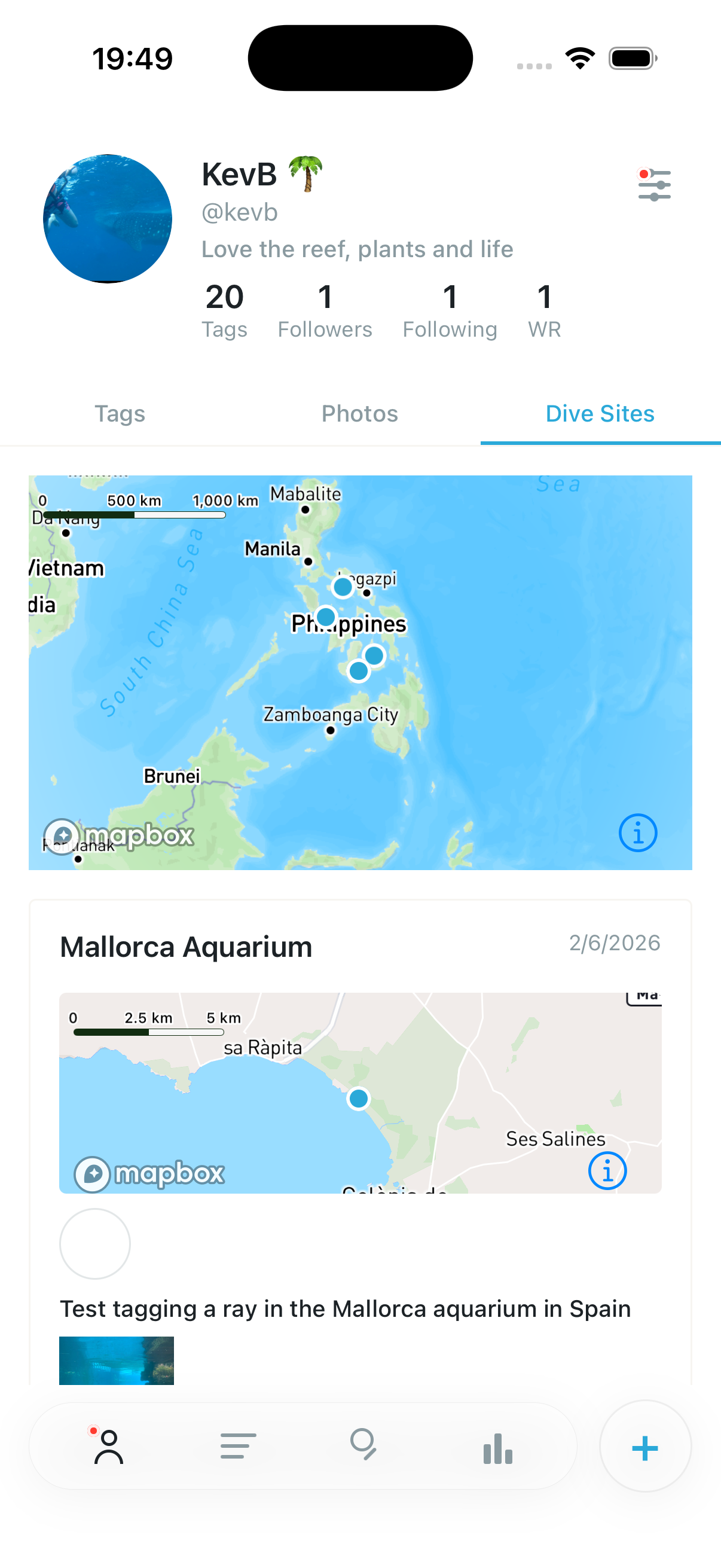 Dive sites world map